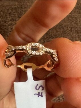 14K Rose Gold Natural Diamond Stackable Infinity Ring Size 7 Dainty Band .24 CTW